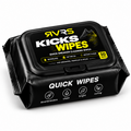 A black resealable package of RVRS Kicks Wipes quick sneaker cleaning wipes, shown at a three-quarter angle on a white background.