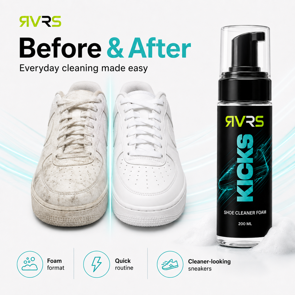 RVRS KICKS DAILY everyday sneaker cleaning before and after