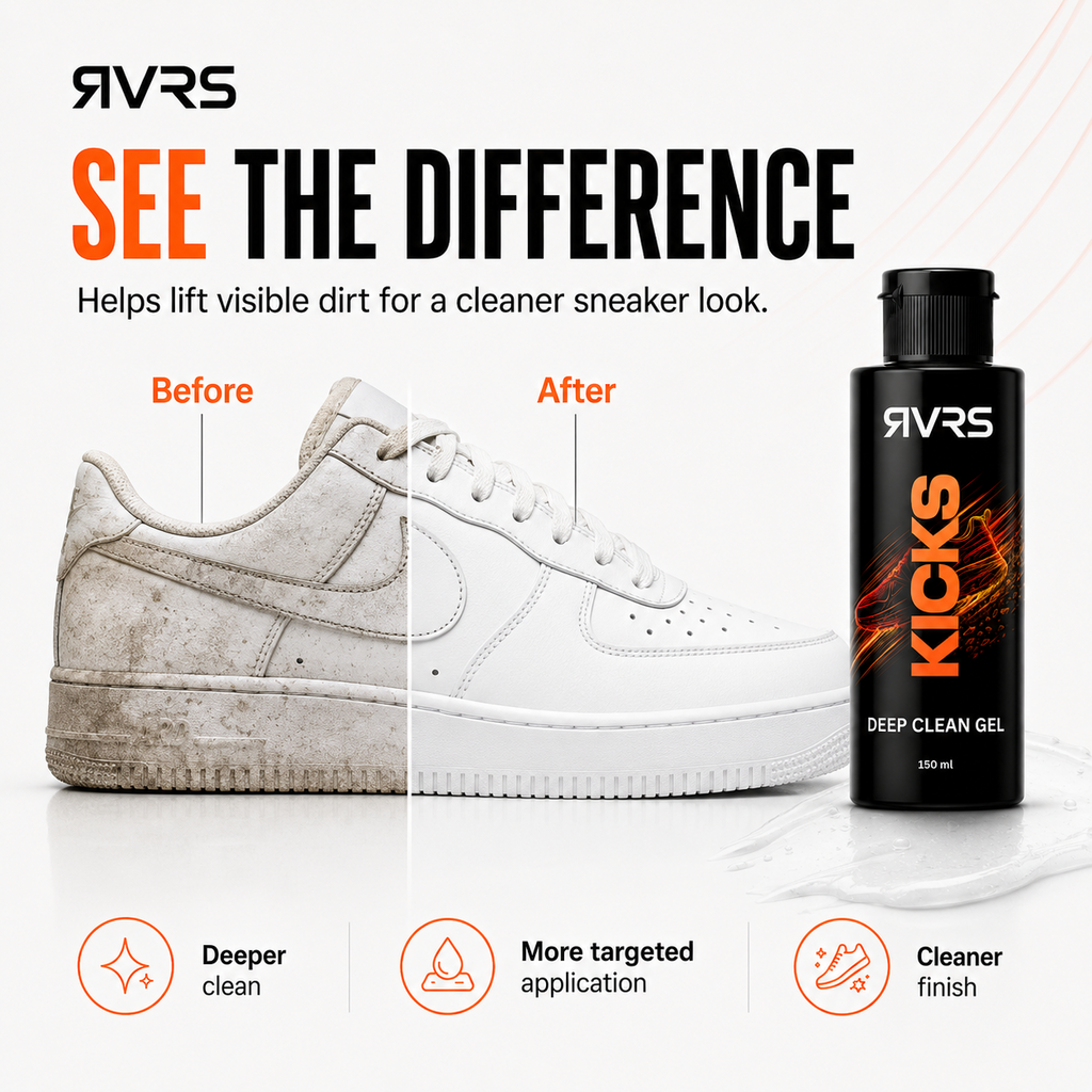 RVRS KICKS DEEP sneaker cleaning before and after visible dirt removal
