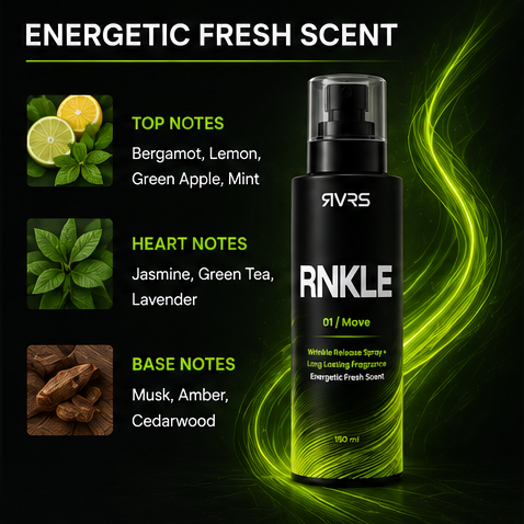 RVRS RNKLE 01 MOVE energetic fresh scent top heart and base notes